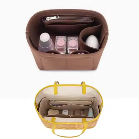 Felt Insert Bag Cosmetic Organizer Insert For Goyard Tote,Makeup Bags With Zipper, Inner Pouch Fit L
