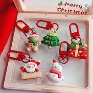 Christmas Keychain Cartoon Santa Claus Elk Resin Key Chain Pendant Christmas Decoration Girl Bag Pen