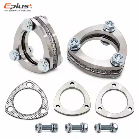 Eplus Complete 3-Hole 304 Stainless Steel Exhaust Pipe Flange Joint Kit Reinforced High Temp Gasket 