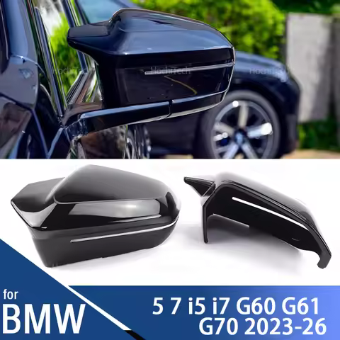 For BMW 5er 7er I5 I7 G60 G61 G70 LHD Black Mirror Shell Rear View Mirror Cover Replacement Style Si