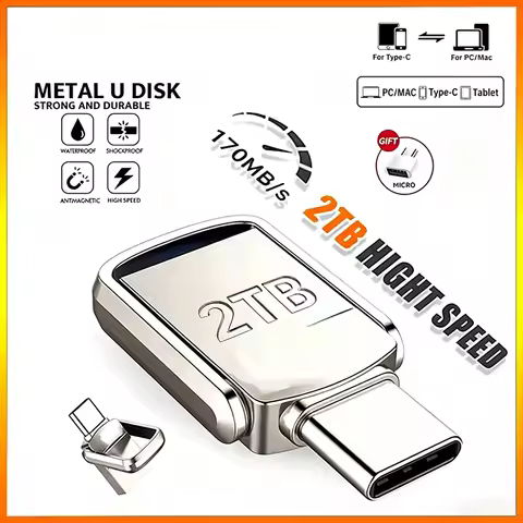 U Disk 2TB Metal Flash Drive USB 3.2 Type-C Interface Flash Drive 512GB 1TB 2TB High-Speed Pen Drive