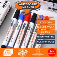 Fixguru 20Pcs Whiteboard Marker Pen | Bullet Point | Refillable Ink | Office Stationery
