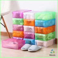 Mexin  แผ่นกล่องใส่รองเท้าพลาสติกใส กล่องจัดระเบียบ กล่องรองเท้าพับได้ กล่องรองเท้า Colour Transparent Shoe Box