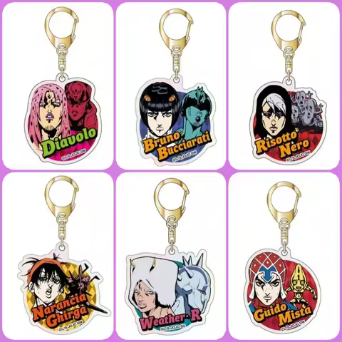 Jewelry JOJO Anime Diavolo Narciso Risotto Narancia Acrylic Keychain 6CM Schoolbag Pendant Accessori