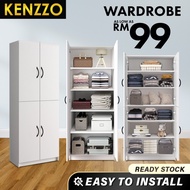 KENZZO : Multiuse2 Door & 4 Door Wooden Wardrobe / Almari Baju / rak baju / almari baju / Adjustable