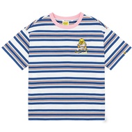 B.Duck | เสื้อยืดแขนสั้นลายทางปัก B.Duck ทรงหลวม สไตล์ลำลอง สำหรับฤดูร้อน 2025 เสื้อยืดคอกลมคอตตอนแท