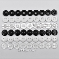 KEMEJA Black and White Buttons - Shirt Buttons, 11.5mm Two-Hole Top Buttons