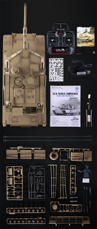 Heng Tangki Remote Control ยาว2.4กรัม1/16 US M1A2 Abrams รถถัง RC รบหลัก7.0เวอร์ชันอัปเกรดพร้อมรางโล