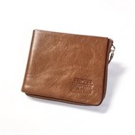 [H-CT] Milk Tea Color logo Embossed L-Shaped Zipper Short Clip (E178-3I)