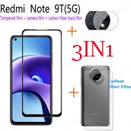 3-In-1 Xiaomi Redmi Note 9T(5G)  ฟิล์มกระจกนิรภัย Tempered Glass Screen Protector Film ฟิล์มกระจกกันรอยกล้องหลัง+เลนส์กล้องถ่ายรูปฟิล์ม + 3D คาร์บอนไฟเบอร์ด้านหลังฟิ