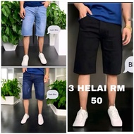 💥3 Helai Rm=50💥SELUAR JEANS PENDEK LELAKI ZIPPER SUPER QUALITY SIZE 28-40]👌