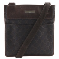 二手 Gucci 27639 GG 帆布肩背包，棕色，斜背包，魔鬼氈封口，男士