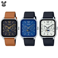 CASIO MTP-M305L STANDARD Analog Day Date Moon Phase Rectangle 44.5mmx34mm Leather Strap *Original