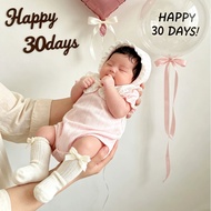[Uzfkids Baby & Kids] Lapel Puff Sleeve Onesie Baby Girl Onesie Newborn Onesie Full Month Wear