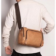 NEWEST CRAZY HOURSE TYPE GENUINE COWHIDE MEN'S SHOULDER BAG