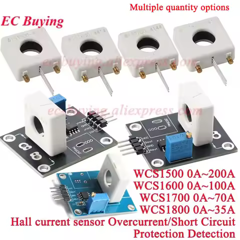 1-5Pcs Hall Current Detection Sensor Module WCS1500 WCS1600 WCS1700 WCS1800 Short Circuit Overcurren
