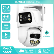 Hamrol 8MP 4K PTZ WiFi IP Camera with Dual Lens Dual Screen Color Night Vision Outdoor Waterproof 6M