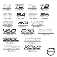 Car trunk 3D letter sticker ABS letter logo T4 T5 T6 T8 AWD B3 B4 B5 B6 B8 applies to Volvo V40V60C3