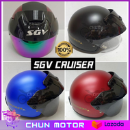 100% Original SGV Cruiser Helmet Motorcycle with Visor (Sirim Lulus) Half Helmet Kura Kura Steng