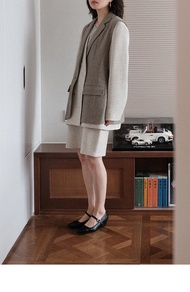 寬松復古羊毛翻領西裝馬甲外套女