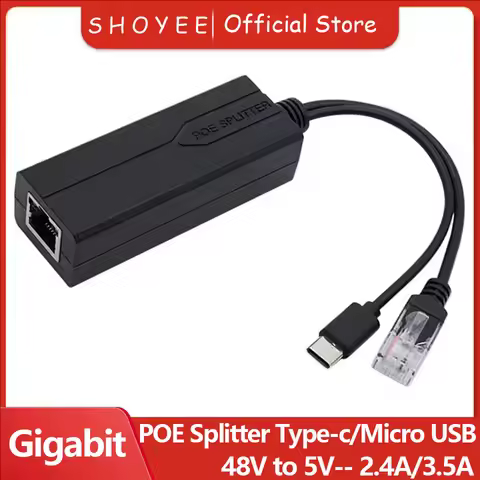 POE Splitter 48V to 5V Micro USB tpye-C 100Mbps and1000Mbps Gigabit POE Camera Injector Power Supply