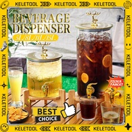 Cold Hot Glass Beverage Dispenser With Wood Stand Juice Beverage Dispenser Transparent Tea Bucket Fo