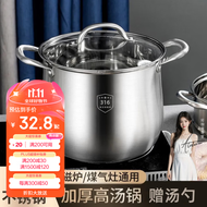 百亿熊特厚316不锈钢汤锅家用电磁炉炖汤煮粥锅大容量煲汤燃气炉可用 【316食品钢】特厚底26cm