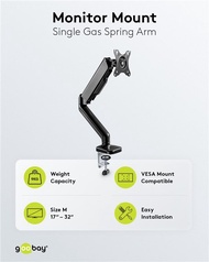Goobay Monitor Mount with Gas Spring - (Single / Dual)  (17-32 inch) - Black