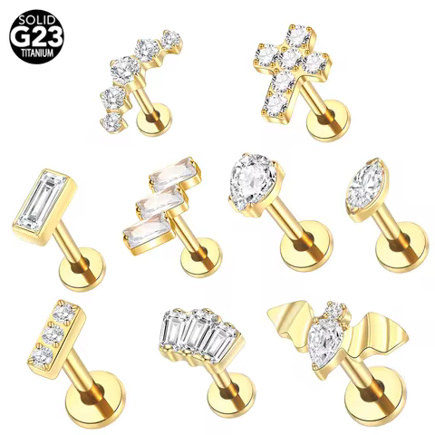 1pcs Implant Grade Titanium Monroe Piercing Internal Thread Cross Shape Stud Earring Helix Tragus La