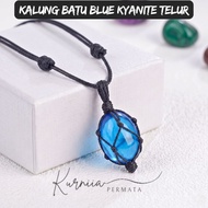 Blue Kyanite Round Egg Stone Necklace Gemstone/ biru With KoreanTALI ELEGAN