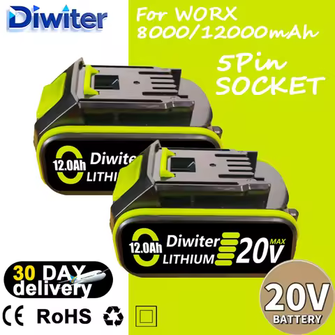 20V 8.0Ah/12.0Ah Replacement Battery for WORX Series Power Tools，with LED Indicator, Compatible with