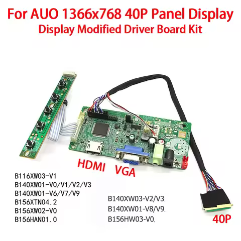 For AUO 1366x768 LED Panel 40pins LVDS HDMI VGA Notebook Display Driver Board Kit B116XW03 B140XW01 