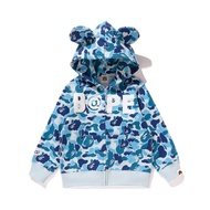 Bape เสื้อกันหนาวไหมพรมมีฮู้ดนำเข้า Beii & Bape แบรนด์แฟชั่นใหม่สำหรับเด็กและพ่อแม่เด็ก
