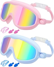 Rantizon Kids Swimming Goggles 2 Pack Anti Fog&UV Kids Goggles for Boys Girls No Leak Wide View Swim