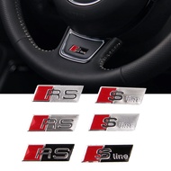 Aluminium Car Steering Wheel Sticker Nameplate for Audi Sline A4L A6L A3 A4 A5 A6 A7 A8 Q3 Q5 RS3 RS