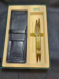 Cross 1/20 18KT Gold filled pen &amp;pencil 高仕18K金藍色原子筆及自動鉛筆組
