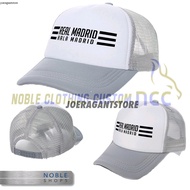 Topi Trucker Jaring - Real Madrid Hala Madrid - Trucker Real Madrid - Abu-abu JK