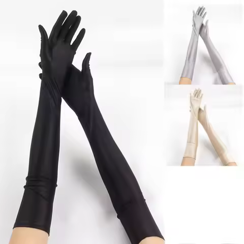 1pcs Women's White Spandex Gloves Stretch 52cm Elbow Long Sun Block Uv Protection Wedding Cosplay Co