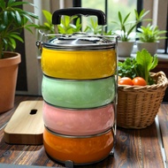 Grade 410 Stainless Steel Lunch Box Mixed Pastel Colors Size 14 Cm. 4 Floors