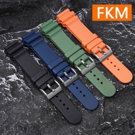 FKM Fluoro Rubber Strap 20mm 22mm Men Waterproof Diving Sports Watchband Bracelet Accessories for Seiko Turtle Prospex Water Ghost Watch Band