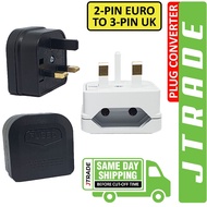2-Pin Plug to 3-Pin UK Plug Adapter Converter 250v 13A Fuse