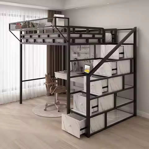 Upper bunk multifunctional suspended bed space-saving apartment single upper floor elevated bed dupl