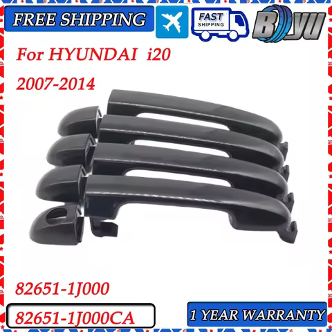 4PCS Left Right Front Rear Exterior Black Door Handle For HYUNDAI i20 2007-14 826511J000 826511J000C