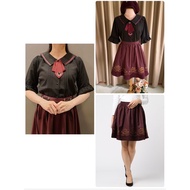 Set Of axes femme Brand Shirt With Brooch + Skirt POETIQUE New Pair Cute Ruffled Sleeve Japanese Aut