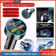 Car Mobile Phone Fast Charger, Car Charger Adapter 5 Port 150W Car Charger Fast Charging PD QC3.0 Ty