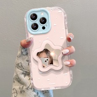 Star Mirror Stand Suitable for Apple Jelly Phone Case Simple Fresh Dopamine Shock-resistant Phone Ca