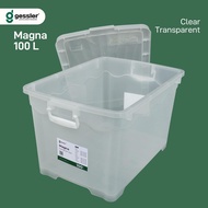 Kontainer Plastik Tutup + Body Putih Bening Transparan 6 Roda Awet Tebal Jumbo Besar Premium Magna G