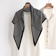 [Variety Collection] MTCEILY2026 Spring Summer Retro Striped Triangle Silk Scarf Ladies High-End Fee