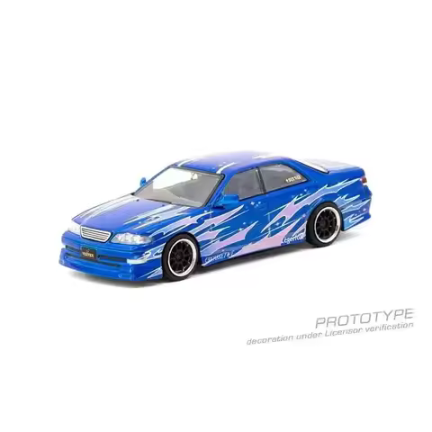 TW 1:64 VERTEX Toyota Mark II JZX100 Blue Metallic Diecast Car Model Collection Toys Tarmac Works