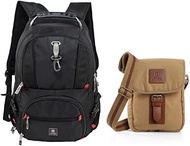 Combo of Canvas Sling Bag, 2.2L & Laptop Backpack for Men, 31L, Black with USB Charging Port, Combin
